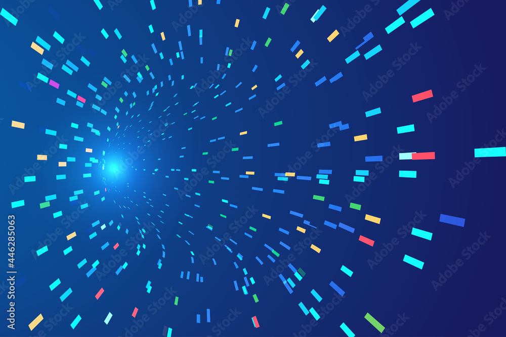 Poster by the rapid movement of color blocks to form a sense of perspective sense of space sense of science