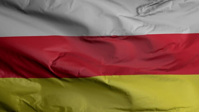 South Ossetia flag seamless closeup waving animation. South Ossetia Background. 3D render, 4k resolution