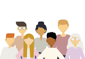 Illustration of a large number of people of different nationalities. Population of the earth