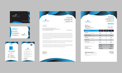 Modern blue professional business stationery set