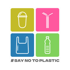 vector colorful icon say no to plastic