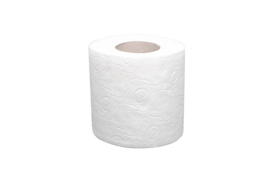 Roll of toilet paper isolated on white background.