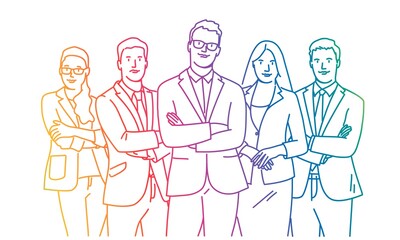 Business people standing with arms crossed.