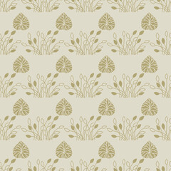 beige autumn leaves seamless patterns