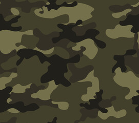 Fototapeta premium Vector camouflage texture, woodland seamless pattern, trendy background for print form, fabric. Ornament