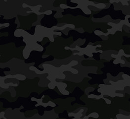 Abstract gray vector camouflage pattern, winter night design