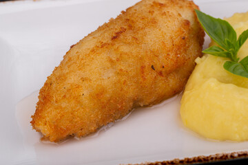 cutlets in Kiev, with mashed potatoes
