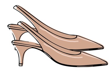 Slingback shoes on kitten heel, women footwear
