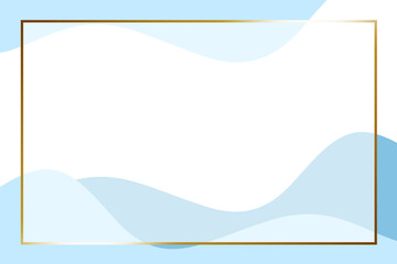 抽象的な波の背景　長方形　ゴールド枠