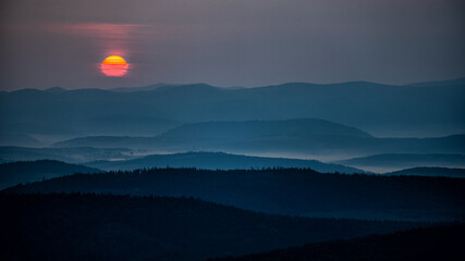 Sunrise in the the Eastern Bieszczady. Ukraine.