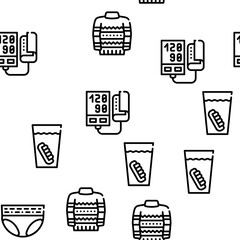 Grandfather Accessory Vector Seamless Pattern Thin Line Illustration