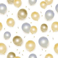 Vector illustrations of abstract Balloon Gold and gray color seamless pattern. Good for backgrounds, textiles, fabrics, wrapping paper and wallpaper on white background.