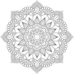 Leaf Flower Petal Coloring Mandala Art Simple Graphic Shape Vector Floral Oriental Outline Vintage Decorative Elements Pattern Illustration Islam Arabic Indian Turkish Mystic Religion Morals Lotus