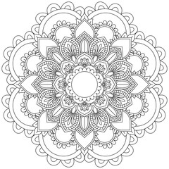 Leaf Flower Petal Coloring Mandala Art Simple Graphic Shape Vector Floral Oriental Outline Vintage Decorative Elements Pattern Illustration Islam Arabic Indian Turkish Mystic Religion Morals Lotus