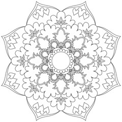 Leaf Flower Petal Coloring Mandala Art Simple Graphic Shape Vector Floral Oriental Outline Vintage Decorative Elements Pattern Illustration Islam Arabic Indian Turkish Mystic Religion Morals Lotus