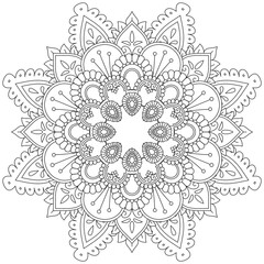 Leaf Flower Petal Coloring Mandala Art Simple Graphic Shape Vector Floral Oriental Outline Vintage Decorative Elements Pattern Illustration Islam Arabic Indian Turkish Mystic Religion Morals Lotus
