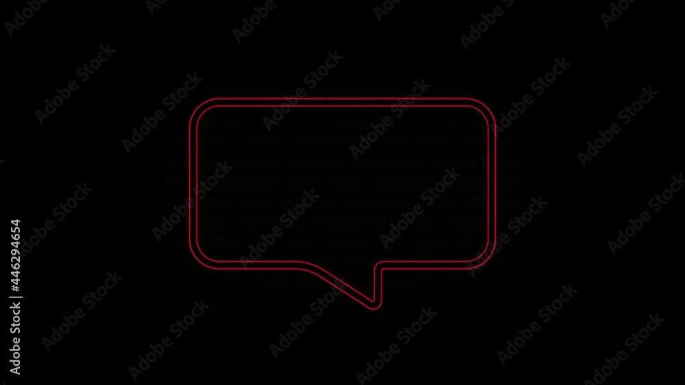 Aufkleber glowing red neon line speech bubble chat icon isolated on black background. message icon. communicat