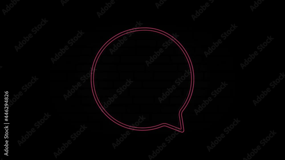 Aufkleber Glowing red neon line Speech bubble chat icon isolated on black background. Message icon. Communication or comment chat symbol. 4K