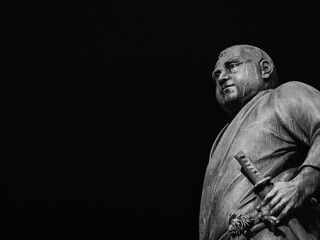 Saigo Takamori, the Last Samurai, bronze statue monument erected in 1898 in Ueno public park, Tokyo...