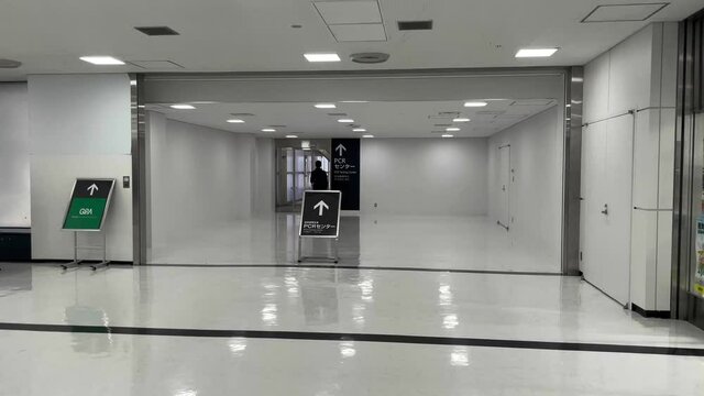 NARITA, CHIBA, JAPAN - MAY 2021 : PCR testing center for Coronavirus (COVID-19) at Narita International Airport.