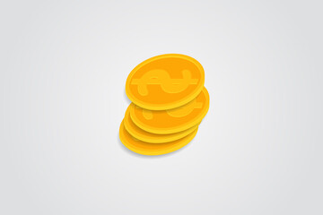 Vector pile of dollar coins. Vector illustration