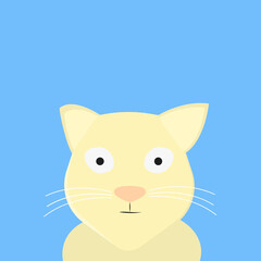 yellow cat face on light blue background