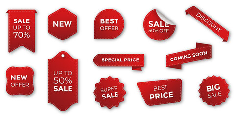 price badges, special offer labels discount collection