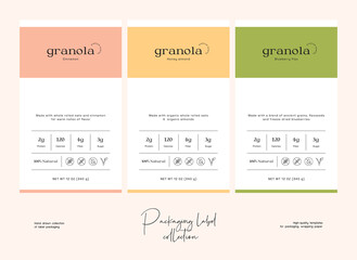 Hand drawn line art food vector packaging label design template. Boho style illustration of elegant signs and badges for cafe, restaurant, food and drinks products.
