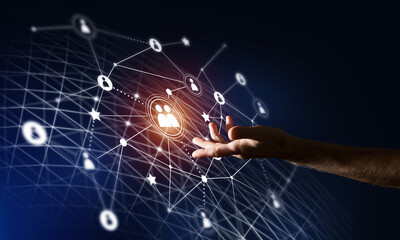 Presenting modern wireless technologies as means of communucation and networking on dark background