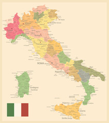 Italy Map Old Colors