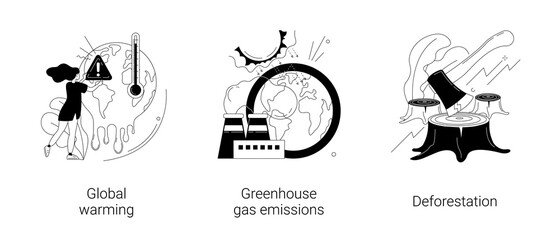 Climate change abstract concept vector illustrations.