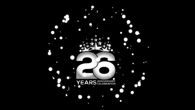 26  Years Anniversary Celebration wedding or Company Party invitation Fireworks Mixer Silver Color Logo Videos