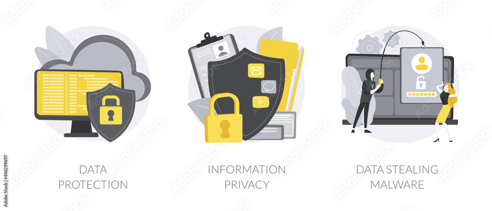 Poster digital security abstract concept vector illustrations.