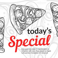 Todays special Italian food pizza slice poster