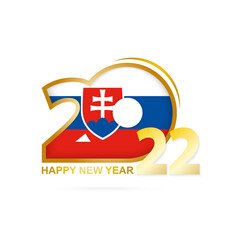 Year 2022 with Slovakia Flag pattern. Happy New Year Design.