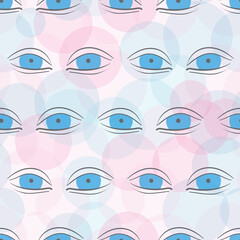 A blue eyes seamless vector pastel pattern