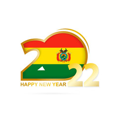 Year 2022 with Bolivia Flag pattern. Happy New Year Design.