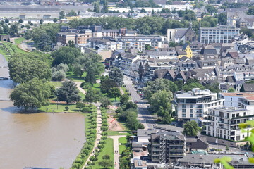 Andernach während des Rheinhochwasser im Flutsommer 2021