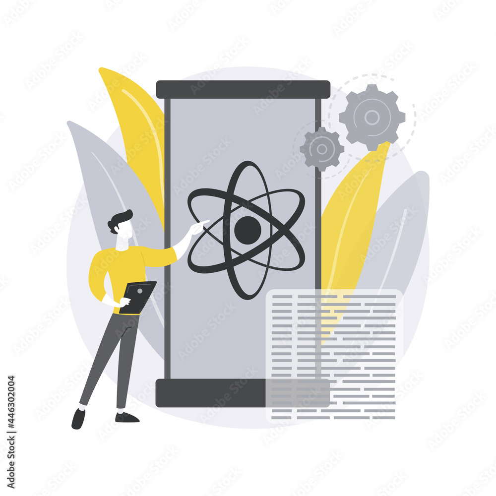 Poster quantum computing abstract concept vector illustration.