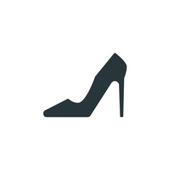 High heels simple sign, woman shoe icon on white background