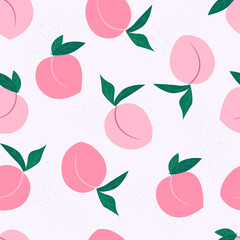 Peaches seamless pattern. Summer fruit background. Apricot illustration vector. Tropical design for fabric, packaging, scrapbooking.
