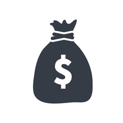 Money bag with dollar sign simple gray icon on white