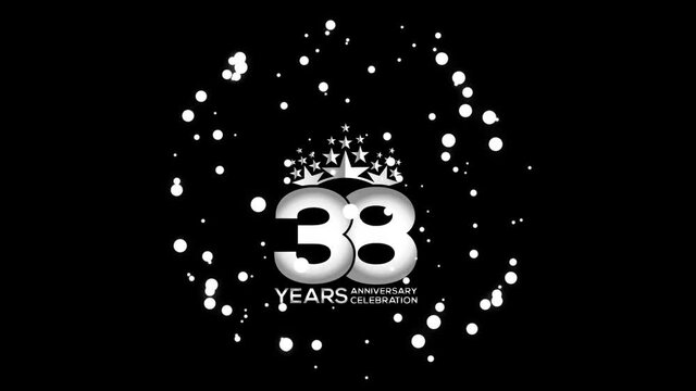 38  Years Anniversary Celebration wedding or Company Party invitation Fireworks Mixer Silver Color Logo Videos