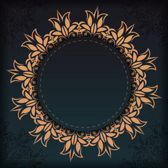 Dark green invitation card template with white Indian ornaments. Elegant and classic elements ready for print and typography. Vector illustration.