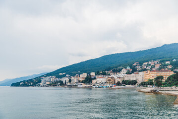 Fototapeta premium view of opatija city quay
