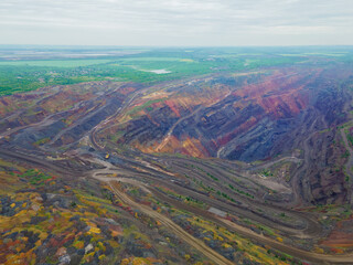 Obraz premium overhead top view of ore mine