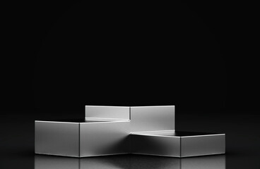 Blank product stand and Black background.3d Rendering