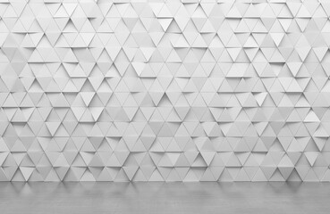 White triangular abstract background, Grunge surface, 3d Rendering