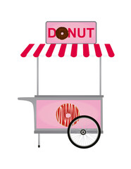 Donut sale cart. vector illustration