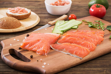 healthy food on old wooden background